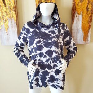 Wonder Nation Tie Dye Black & White Ribbed Hem Hoodie SZ XL (14-16)